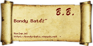 Bondy Bató névjegykártya
